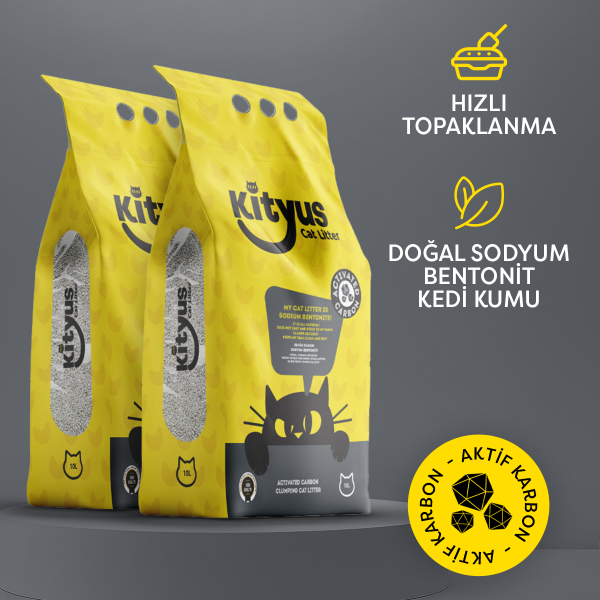 2'li Avantaj Paketi Ekstra Topaklanan, İnce Taneli, Tozsuz, Aktif Karbonlu Bentonit Kedi Kumu 2x10Kg - 2