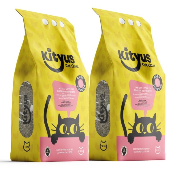 2'li Avantaj Paketi İnce Taneli Tozsuz, Topaklanan Bebek Pudralı Bentonit Kedi Kumu 2x10lt - 3