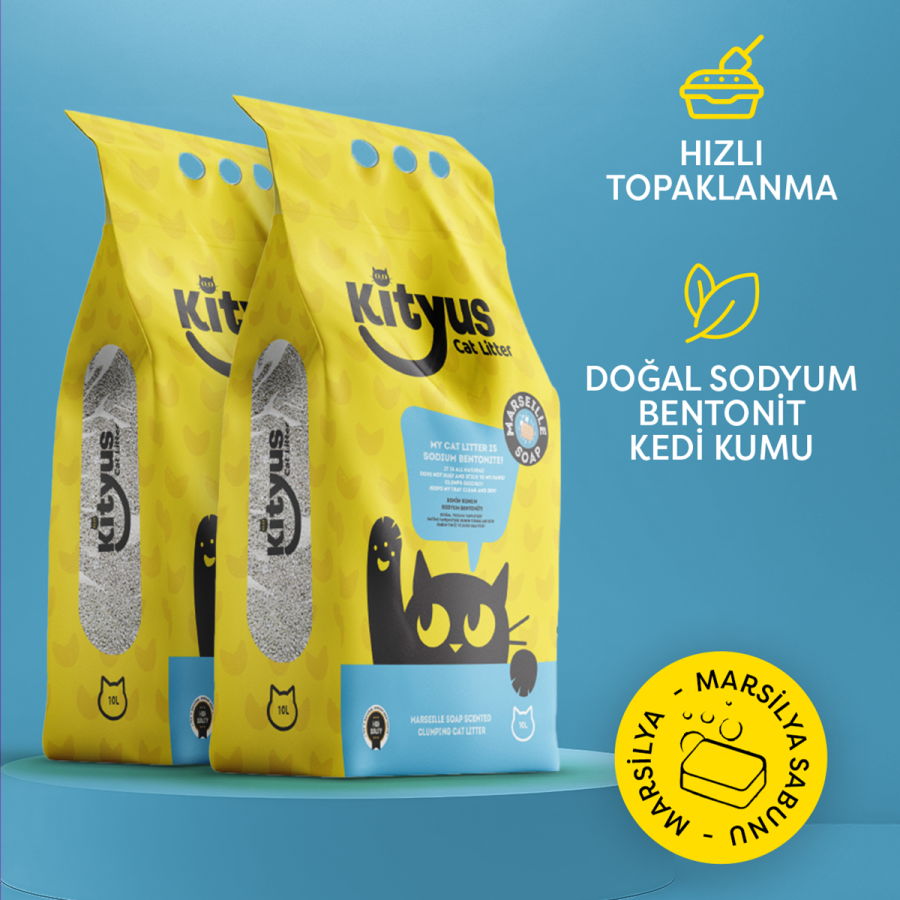 2'li Avantaj Paketi Ekstra Hijyenik İnce Taneli Topaklanan Tozsuz Marsilya Sabunlu Kedi Kumu 2x10lt - 2