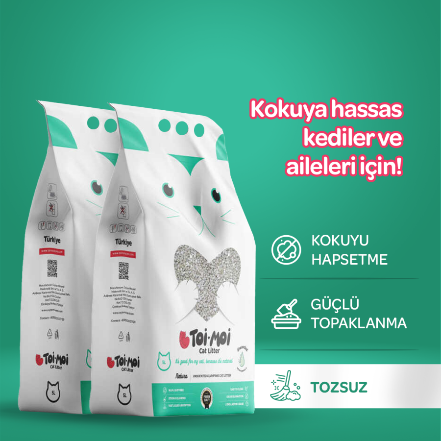 2’li Avantaj Paketi Kokuya Hassas Topaklanan Tozsuz Kokusuz Bentonit Kedi Kumu 2x5Kg - 1