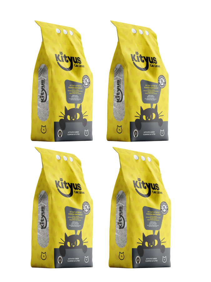 4'lü Avantaj Paketi Ekstra Topaklanan, İnce Taneli, Tozsuz, Aktif Karbonlu Bentonit Kedi Kumu 4x5kg - 3