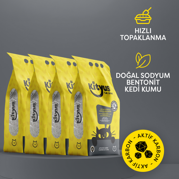 4'lü Avantaj Paketi Ekstra Topaklanan, İnce Taneli, Tozsuz, Aktif Karbonlu Bentonit Kedi Kumu 4x5kg - 2