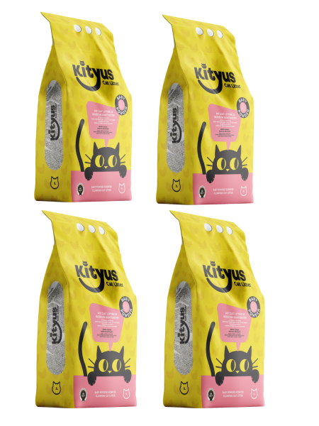 4'lü Avantaj Paketi İnce Taneli Tozsuz, Topaklanan Bebek Pudralı Bentonit Kedi Kumu 4x5lt - 3