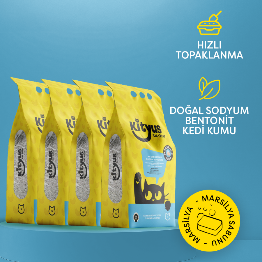 4'lü Avantaj Paketi Ekstra Hijyenik İnce Taneli Topaklanan Tozsuz Marsilya Sabunlu Kedi Kumu 4x5lt - 2