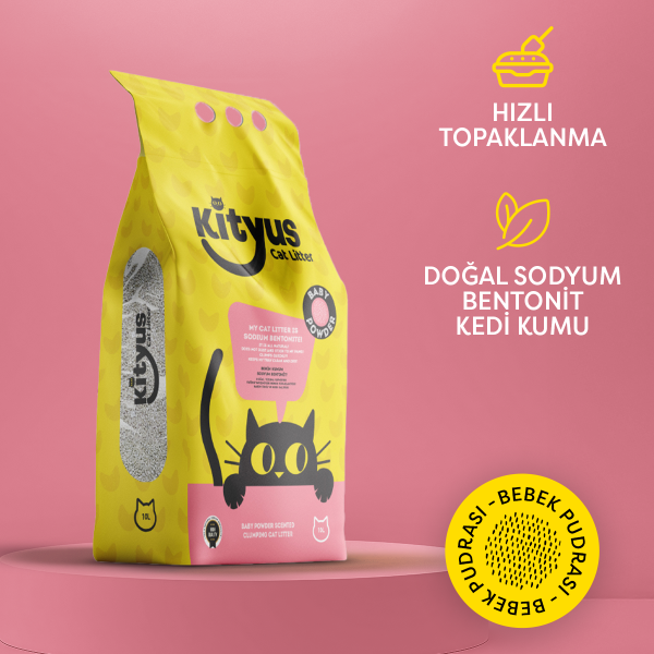 İnce Taneli Tozsuz, Topaklanan Bebek Pudralı Bentonit Kedi Kumu 10lt - 2