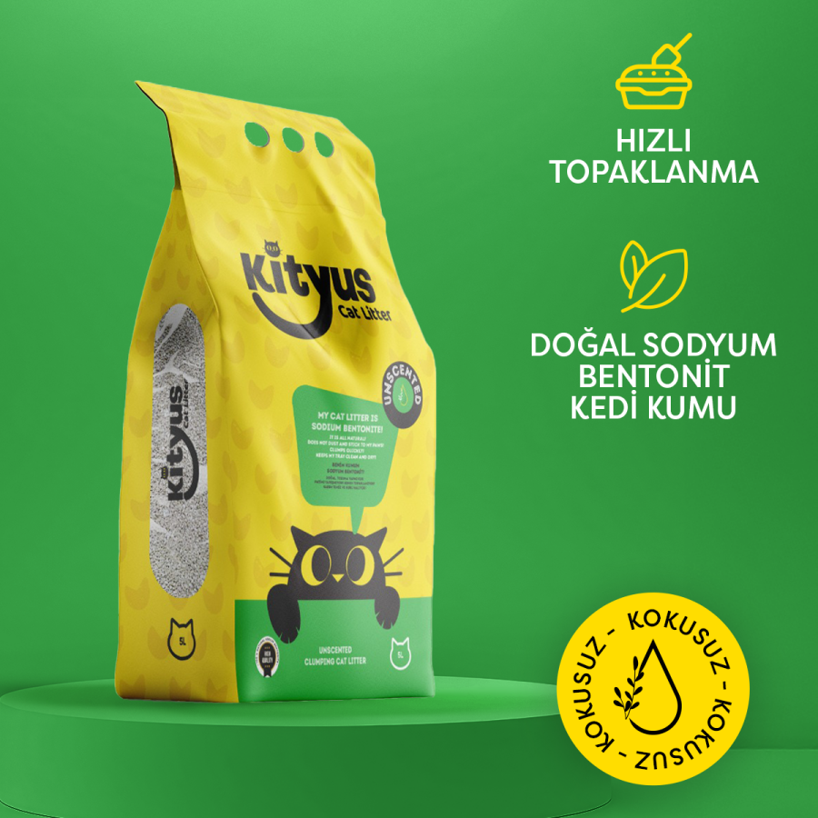 Hassas Kediler için Tozsuz,Topaklanan, Kokusuz Bentonit Kedi Kumu 5kg - 2