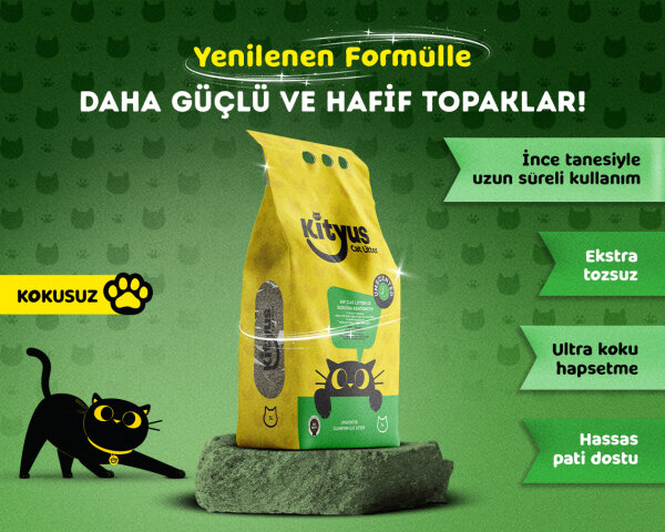 Hassas Kediler için Tozsuz,Topaklanan, Kokusuz Bentonit Kedi Kumu 5kg - 1