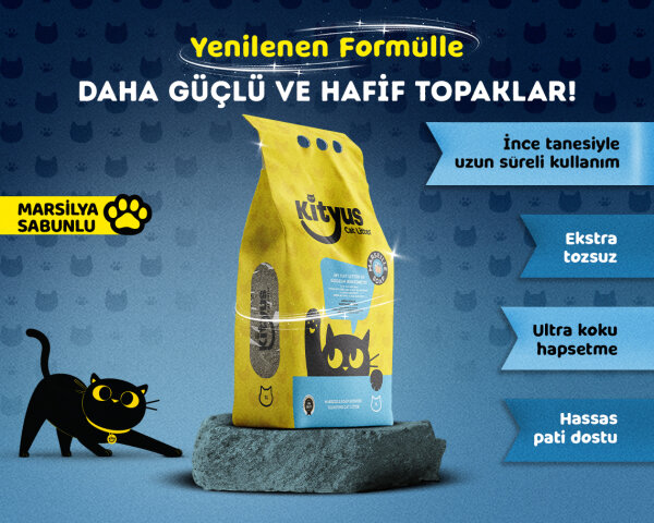 Ekstra Hijyenik İnce Taneli Topaklanan Tozsuz Marsilya Sabunlu Kedi Kumu 5lt