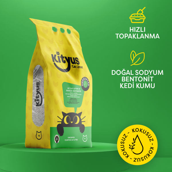 Hassas Kediler için Tozsuz,Topaklanan, Kokusuz Bentonit Kedi Kumu 10lt - 2