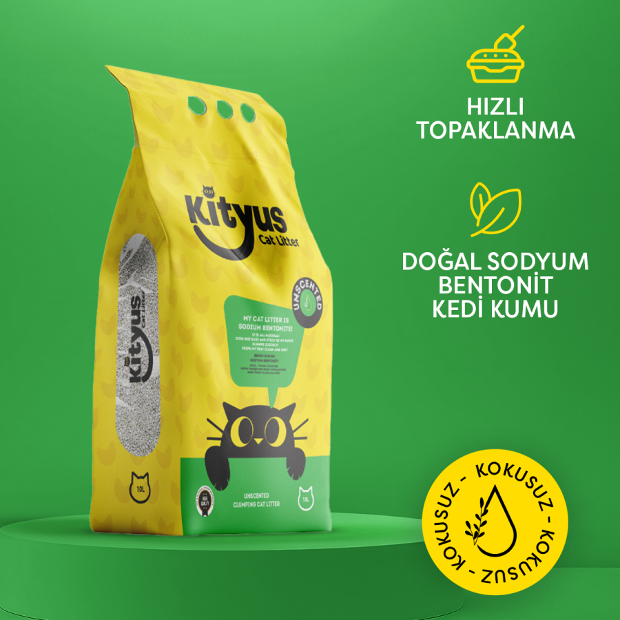 Hassas Kediler için Tozsuz,Topaklanan, Kokusuz Bentonit Kedi Kumu 10lt - 2