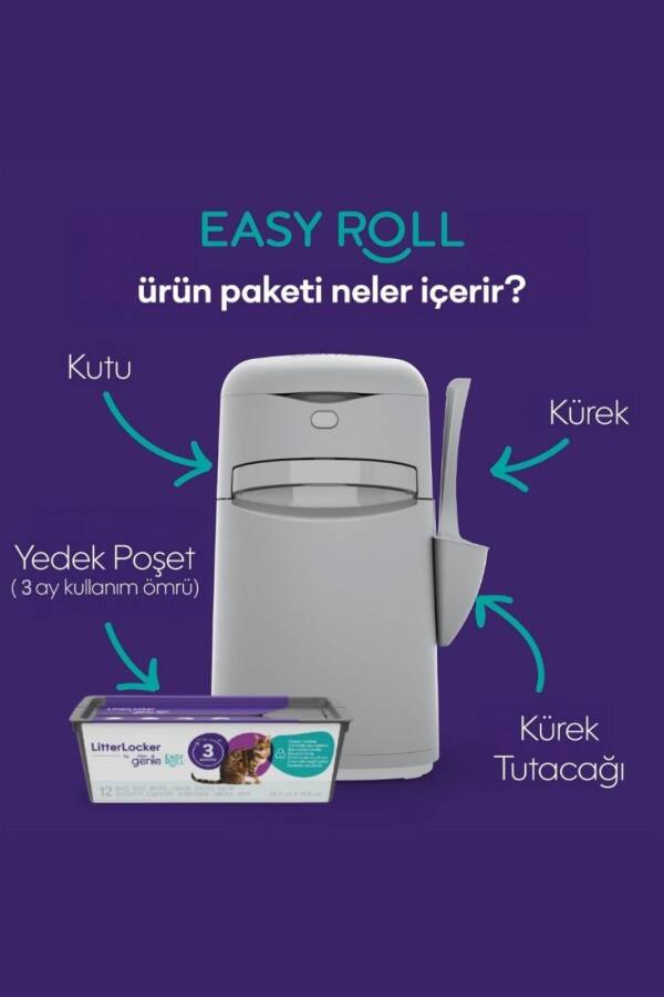 Yeni Nesil Ultra Koku Önleyici Kedi Kumu Çöp Kovası, Hediye Yedek Poşet - 3