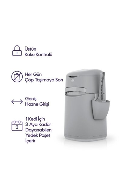 Yeni Nesil Ultra Koku Önleyici Kedi Kumu Çöp Kovası, Hediye Yedek Poşet - 5
