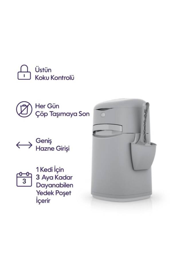 Yeni Nesil Ultra Koku Önleyici Kedi Kumu Çöp Kovası, Hediye Yedek Poşet - 5